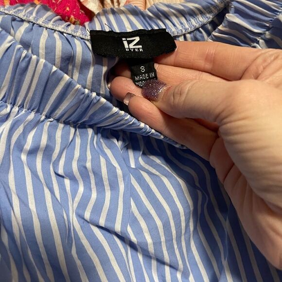 2/$15 Blue and White striped blouse - Picture 3 of 4